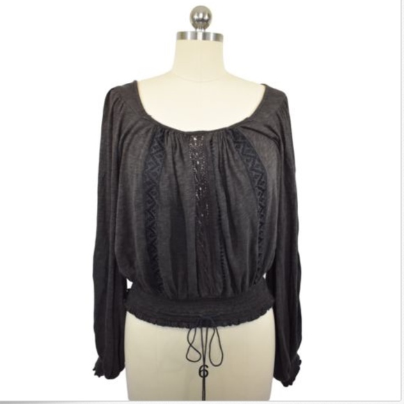 🛍💸🛒Free People Brown Bohemian Top Sz XS - Picture 3 of 8